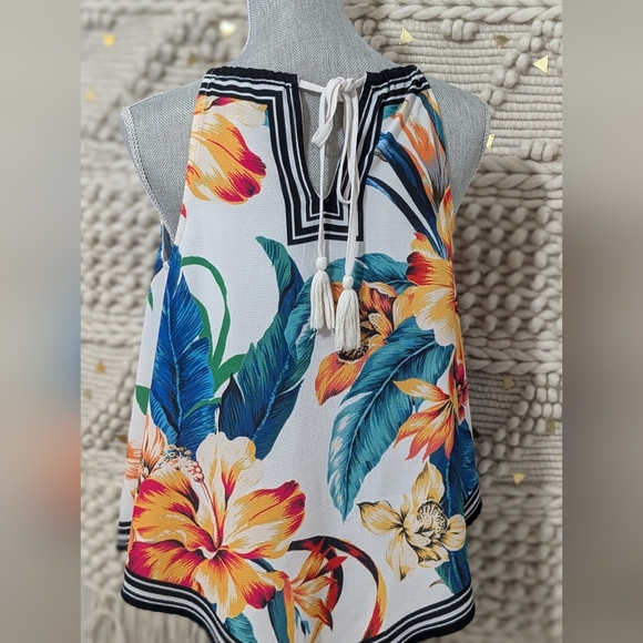 Flying Tomato Boho Chic Halter Tank Top Womens Small Tropical Floral Bandana(5) - Picture 4 of 11